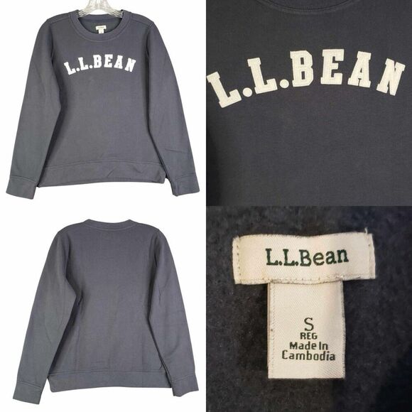 LL Bean Crewneck Pullover Crewneck Sweatshirt Blue Size Small S Embroidered - Picture 1 of 8